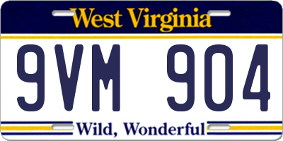 WV license plate 9VM904