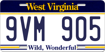 WV license plate 9VM905