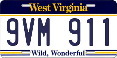WV license plate 9VM911