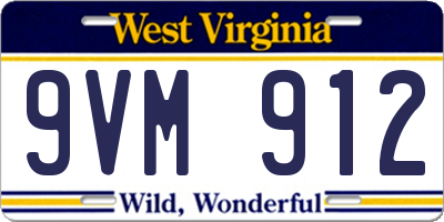 WV license plate 9VM912