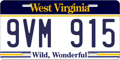 WV license plate 9VM915