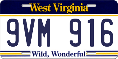 WV license plate 9VM916