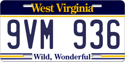 WV license plate 9VM936