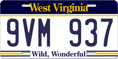 WV license plate 9VM937