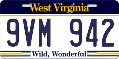 WV license plate 9VM942
