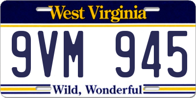 WV license plate 9VM945