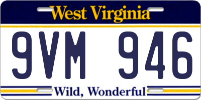 WV license plate 9VM946