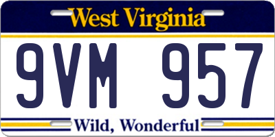 WV license plate 9VM957