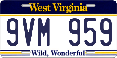 WV license plate 9VM959