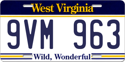 WV license plate 9VM963