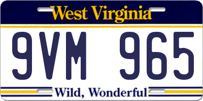WV license plate 9VM965