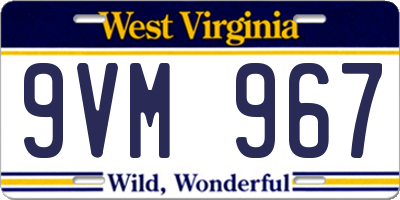 WV license plate 9VM967