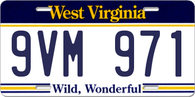 WV license plate 9VM971