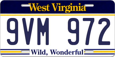 WV license plate 9VM972