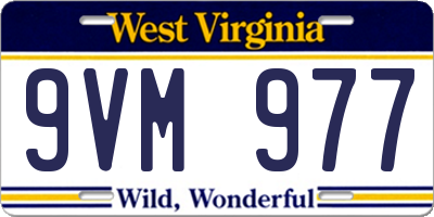 WV license plate 9VM977