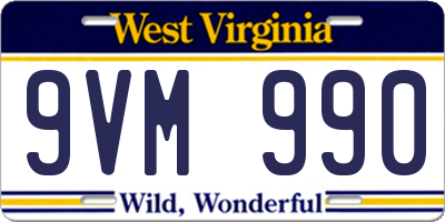 WV license plate 9VM990