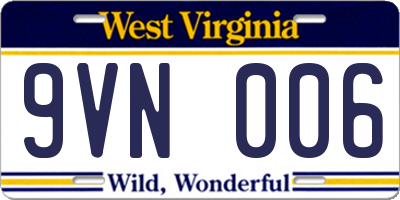 WV license plate 9VN006