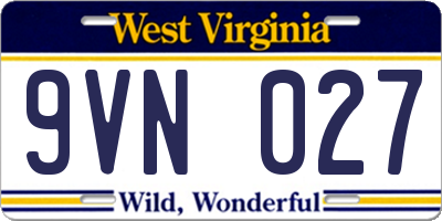 WV license plate 9VN027