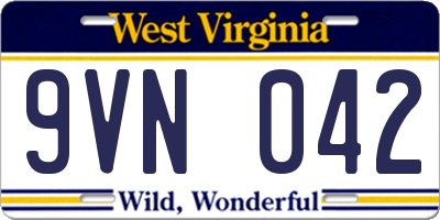 WV license plate 9VN042