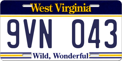 WV license plate 9VN043