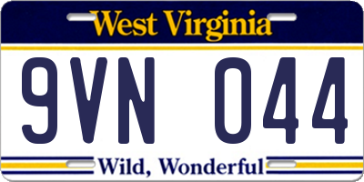 WV license plate 9VN044