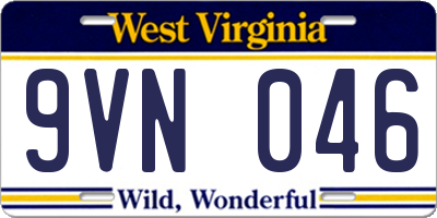 WV license plate 9VN046