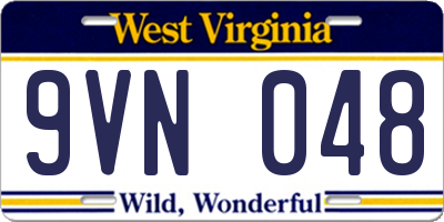 WV license plate 9VN048