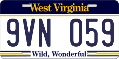 WV license plate 9VN059