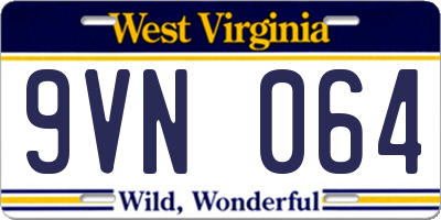 WV license plate 9VN064