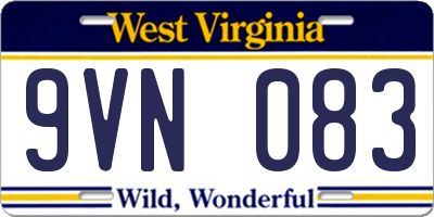 WV license plate 9VN083