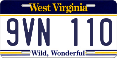 WV license plate 9VN110
