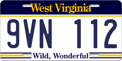 WV license plate 9VN112