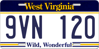WV license plate 9VN120