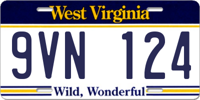 WV license plate 9VN124
