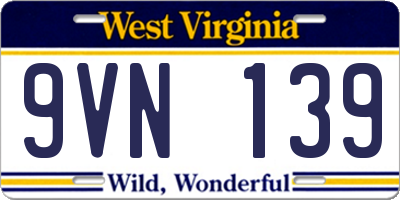 WV license plate 9VN139