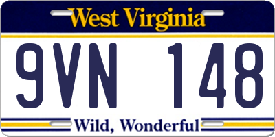 WV license plate 9VN148