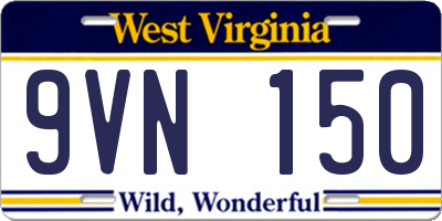 WV license plate 9VN150
