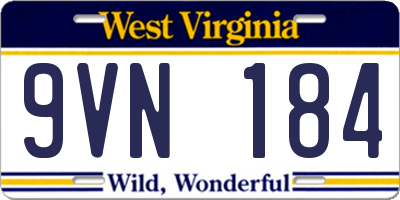 WV license plate 9VN184