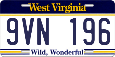 WV license plate 9VN196