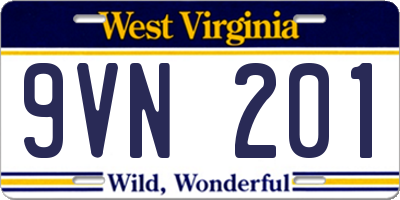 WV license plate 9VN201