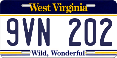 WV license plate 9VN202