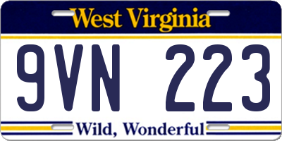 WV license plate 9VN223