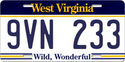 WV license plate 9VN233