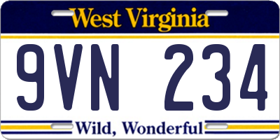 WV license plate 9VN234