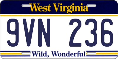 WV license plate 9VN236