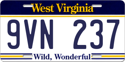 WV license plate 9VN237