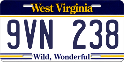 WV license plate 9VN238