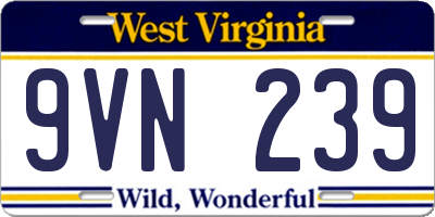 WV license plate 9VN239
