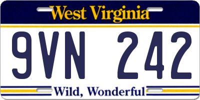 WV license plate 9VN242