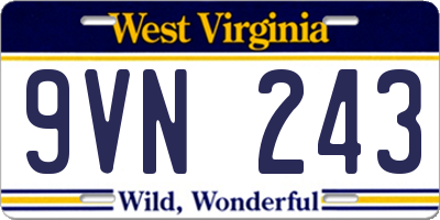 WV license plate 9VN243
